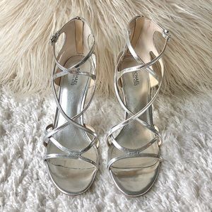 Womens Michael Kors Silver strappy heels (US 8)
